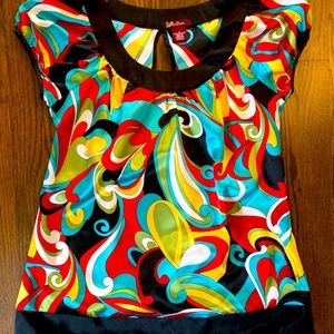 Juniors silky short sleeve blouse